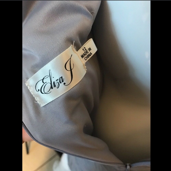 NEW $168 Eliza J Embellished Taffeta Sheath‎ Dress in Silver/Grey [SZ 12 ] - Picture 4 of 8